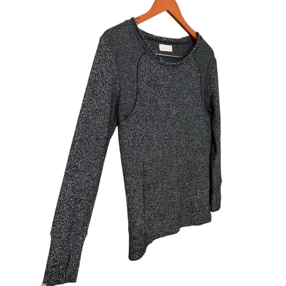 Nation LTD Crewneck Sweater XS/Small Dark Gray Marled Knit Long Sleeve Fisherman - Picture 3 of 8